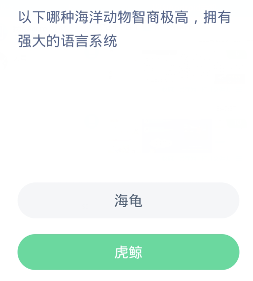 蚂蚁森林神奇海洋2月27日：以下哪种海洋动物智商极高拥有强大的语言系统[图2]