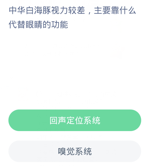 蚂蚁森林神奇海洋2月28日：中华白海豚视力较差主要靠什么代替眼睛的功能[图2]