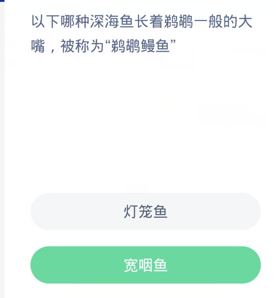 蚂蚁森林神奇海洋4月7日：以下哪种深海鱼长着鹈鹕一般的大嘴被称为弟鹈鹕鳗鱼[图2]