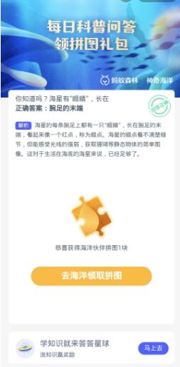蚂蚁森林神奇海洋10月23日：你知道吗海星有眼睛长在[图3]
