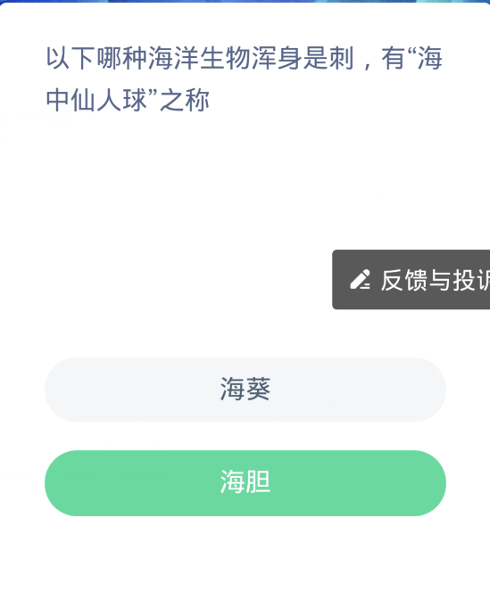 蚂蚁森林神奇海洋11月15日：以下哪种海洋生物浑身是刺有海中仙人球之称[图2]